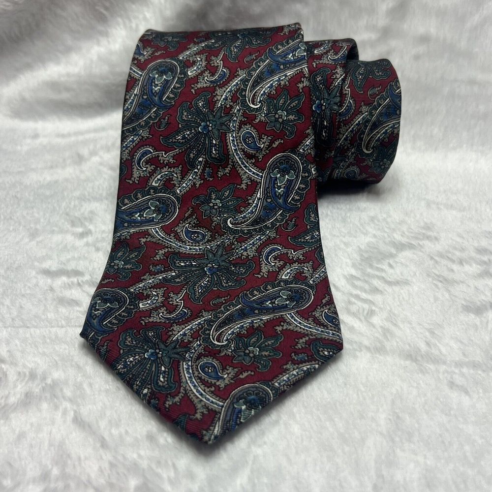 VTG VINTAGE CHRISTIAN DIOR Silk‎ Tie Paisley Red blue luxury